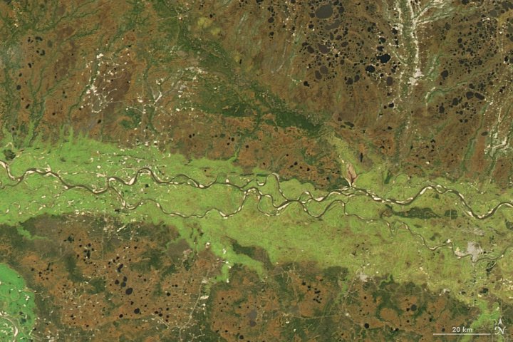 [:ja]【宇宙からの地球絶景】No.111: オビ川沿いの油田[:en][Earthview Wonders] No.111: Oil Fields Along the Ob River[:]