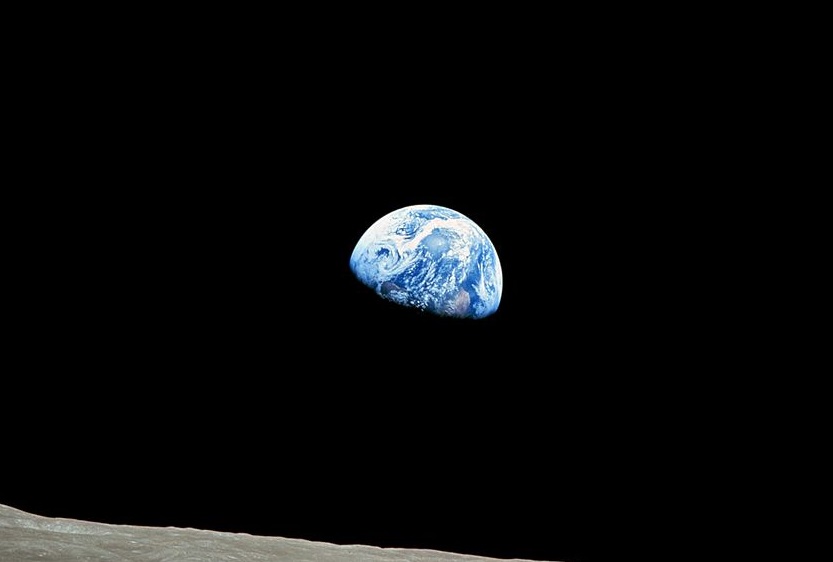 "Earthrise", captured by Apollo 8 on Dec. 24, 1968.